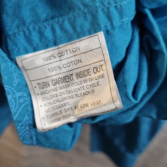 Ariat Button Up Shirt Mens XL Blue Paisley Print Long Sleeve Cotton Cowboy - Picture 7 of 7